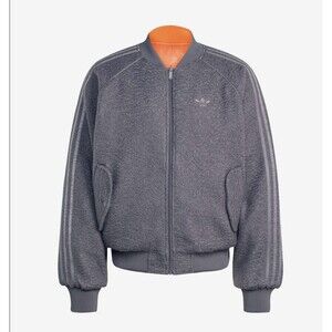 Adidas Reversible Superstar Bomber Jacket Mens Large Grey Orange Originals Loose